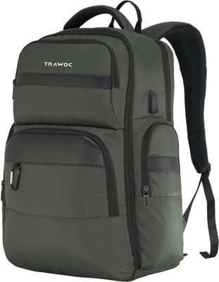 TRAWOC TPB03 Unisex Bag with Suitcase-Style Opening & USB Port for Travel and Office 30 L Laptop Backpack(Green)