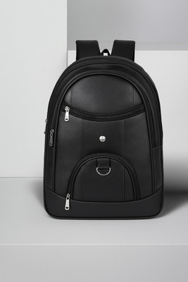 CRS CREATIVE Vegan Leather Casual Backpack for Office/School/College/Business 35 L Laptop Backpack(Black)