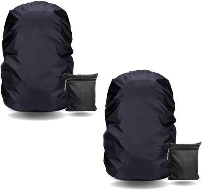 HEYMAK Bag Cover Waterproof 02 2pcs Nylon RainDust Cover Waterproof with Pouch for Backpacks School Bag Cover Luggage Cover(36 x 17.8 x 35 Centimeters, Black)