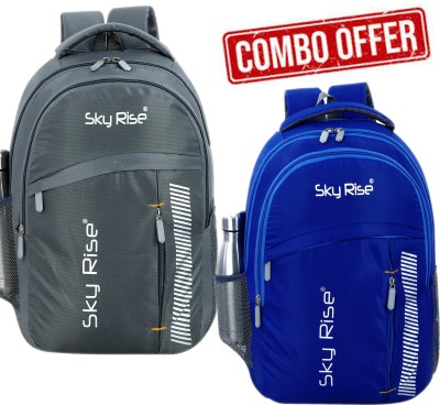 SKY RISE 34 L Premium Bags (Combo of 2) for Daily Commute of School College Office Waterproof Backpack(Light Blue, 34 L)