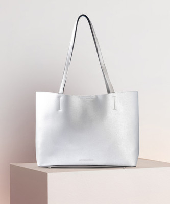 ACCESSORIZE LONDON Women's Silver Leo Tote Bag Shoulder Bag(Silver, 3 L)