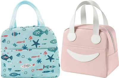 Kardiff Polyester Lunch Bags for Office Women, Men, Kids Insulated Travel Box Waterproof Lunch Bag(Blue, Pink, 5 L)