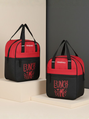 ONEGO Stylish Tiffin Bag for Everyday Meals | Perfect for Office School & Travel Waterproof Lunch Bag(Red, Black, 10 L)