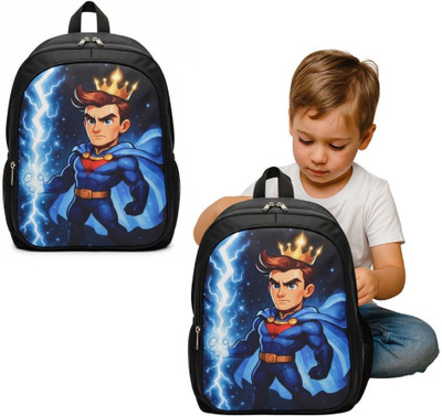 MOSU King Crown Hero Black School Bag Waterproof School Bag(Black, 26 L)