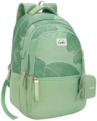 Genie Stardust Ash Green School Backpack for girls, 19” 3 compartment with happy pouch Waterproof School Bag(Green, 36 L)