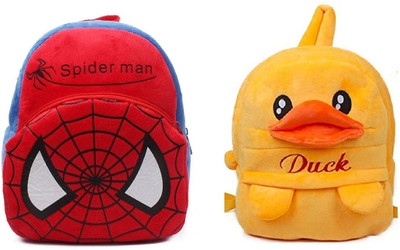 Aveek AVK_combo of 2 yellow duck, red spiderman_1507 School Bag(Multicolor, 10 L)