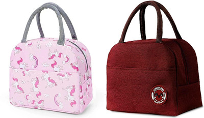 Kardiff Canvas Cloth Insulated Resuable Lunch box storage Tote Bag for Men and Women Messenger Bag(Maroon, Pink, Purple, 15 L)