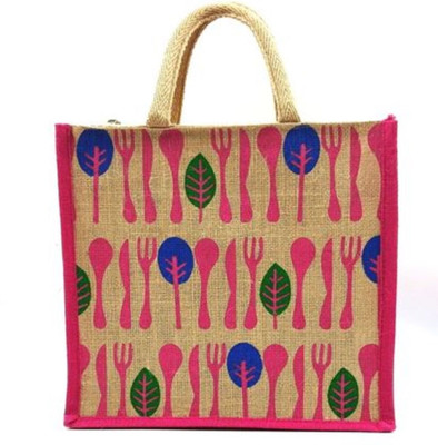 unity enterprise Jute Bag With Kata Chhamach Model Multipurpose Bag(Pink, 10 L)