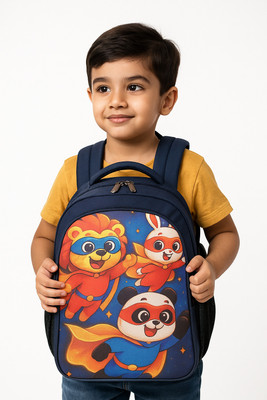 MOSU Lightweight Cartoon Kids Bag Boys | Cute Print | Junior School Use Waterproof School Bag(Blue, 26 L)