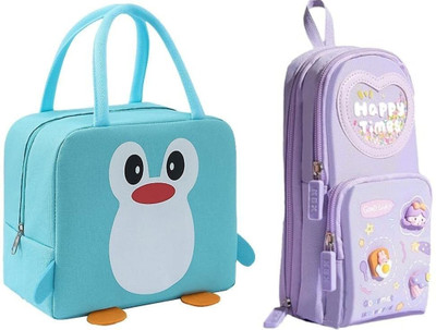 Kardiff Women Printed Lunch Bag for School Picnic Office Easy CaLunch Bag (Blue) Waterproof Lunch Bag(Blue, Purple, 5 L)