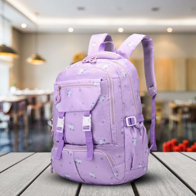 Tinytot Collage,Traval backpack 2nd standard onward Waterproof School Bag(Purple, 26 L)