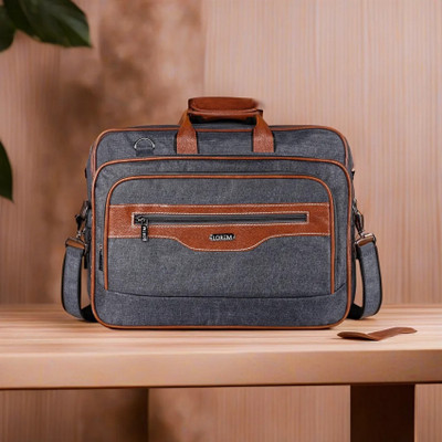LOREM Grey & Tan Color Linen fabric 28L Messenger Bag For Men-CM-BG107 Waterproof Messenger Bag(Grey, 28 L)