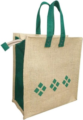 DasHomes Jute Lunch Bag|Tiffin Bag|Tote Bag|Daily Use HandBag for Men & Women Lunch Bag(Green, 10 L)