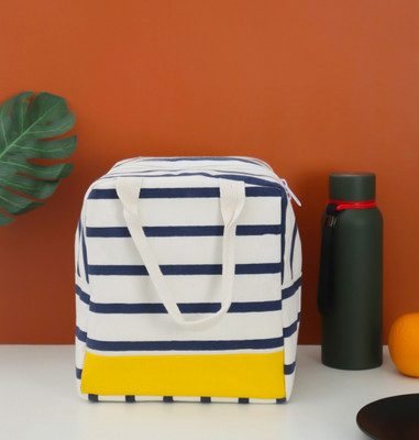 The Procure Store Stripe Design Heat Insulated Tiffin Bag Waterproof Lunch Bag(Yellow, 12 inch)