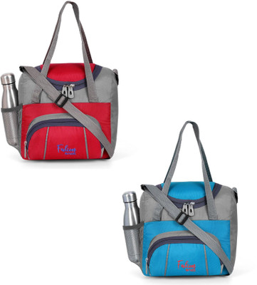 Wayaq 2pc Combo- Leakproof Tiffin Bag / Boys Girls & Men Women / School College Office Waterproof Lunch Bag(Light Blue, Red, 2 L)