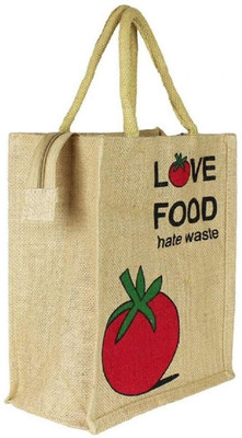 ARECA INTERNATIONAL Multipurpose Unisex Jute Lunch bag |Tiffin Bag |Tote Bag | Jute Bag Waterproof Lunch Bag(Cream, 10 L)