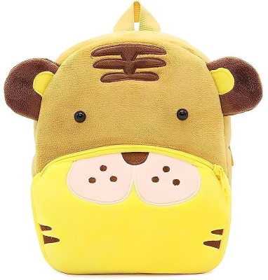 Tickles 3D Animal Cute Soft Stuffed Tiger Cartoon Animal Adventure Kindergarten Backpack Waterproof Plush Bag(Brown, 3 L)