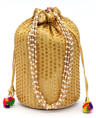 AW Trendz Premium Star Embroidered Potli Bag with Pearl Handle – Wedding & Party Wear Potli