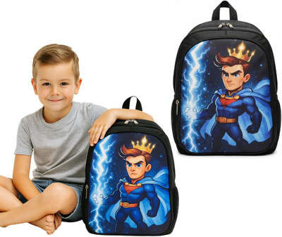 MOSU King Flame Hero Cartoon School Bag Waterproof School Bag(Black, 26 L)