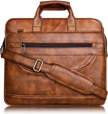 BHAVANI Tan Color Faux Leather 28L Big Size Office Laptop Bag For Men BEBG06 Waterproof Messenger Bag(Tan, 28 L)
