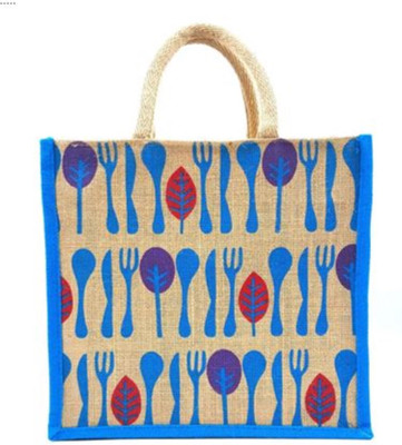 unity enterprise Jute Bag With Kata Chhamach Model Multipurpose Bag(Light Blue, 10 L)