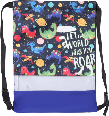 Echo Boomers Dinosaur Print Drawstring Bag Water-Resistant, Adjustable Straps, Spacious Waterproof Backpack(Multicolor, 5 L)