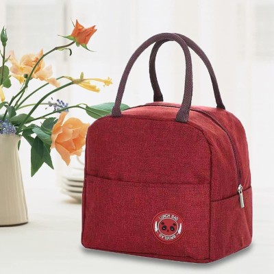 DEETTO Portable Lunch Bag Insulated Canvas Tote Travel Tiffin Bag Waterproof Lunch Bag(Red, 2 L)