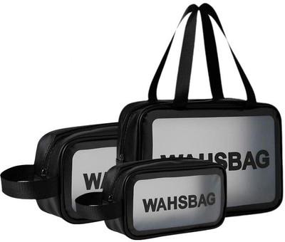 KARTCITY Multipurpose Clear PVC Zipper Cosmetic Travel Wash Bag Toiletry Makeup Organizer Travel Toiletry Kit(Black)