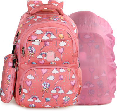 Chris & Kate large laptop backpack with Raincover, college bag, travel bag for men and women Waterproof School Bag(Red, Pink, 35 L)