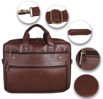 Globalfile Leather Laptop Bag Office Laptop Bag Leather Laptop Sleeve Waterproof Laptop Sleeve/Cover(Brown, 16 inch)