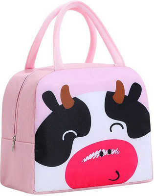 SAFESEED Lunch Tiffin Bag Insulated Thermal for School College Office LB147 - Cow Waterproof Lunch Bag(Pink, Black, 0.5 L)