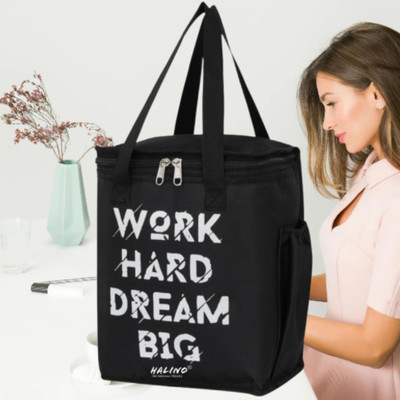 HALINO Excellent Fabric Insulated Lunch Bag/Tiffin Bag for Men & Women Waterproof Lunch Bag(Black, 5 L)