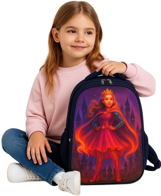 MOSU Princess Power Queen Kids School Bag Waterproof School Bag(Blue, 26 L)