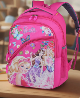 SJ Enterprises Kids School Bag Backpack for Nursery to Class 5 Cartoon Printed Bag for School Waterproof School Bag(Pink, 22 L)