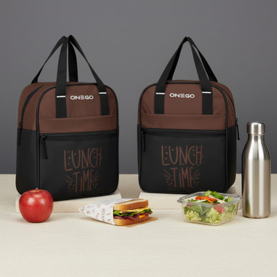 ONEGO Travel-Friendly Tiffin Bag | Great for Daily Use at Work or School Waterproof Lunch Bag(Brown, Black, 10 L)