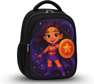 MOSU Galaxy Hero Girl Kids Backpack Waterproof School Bag(Black, 26 L)