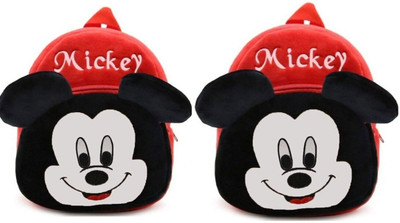 Aveek BM-combo of 2 red mickey_1458 School Bag(Red, 12 L)