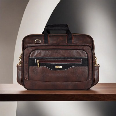 LOREM Brown & Black Color Faux Leather 28L Messenger Bag For Men-CM-BG106 Waterproof Messenger Bag(Brown, 28 L)