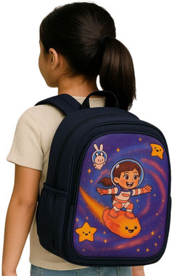 MOSU Space Girl Fire Star Cartoon Bag Waterproof School Bag(Blue, 26 L)