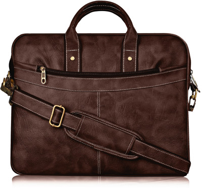 JPEnterprises Brown Color Faux Leather 10L Office Laptop Bag For Men & Women JP-BG37 Waterproof Messenger Bag(Brown, 10 L)