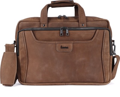 Laveri Classic Brown Hunter Leather Laptop Bag – Sleek Professional Briefcase for Men Messenger Bag(Multicolor, 17.5 inch)