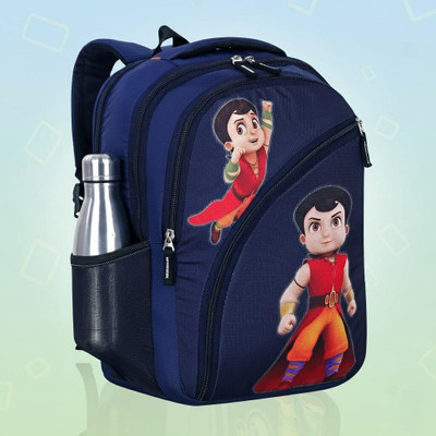 ZERUS cartoon print kids backpack for boys girls with stylish design & bottle holder Waterproof School Bag(Blue, 20 L)