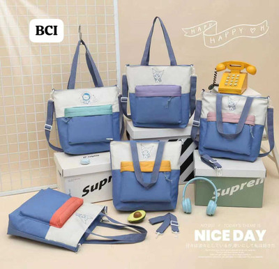 kidsmuch Cute Colorful Multi-Purpose Hand Bag with Zip Lock Reusable Tote Bags Multipurpose Bag(Blue, 13 inch)