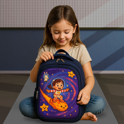 Mous Kids Backpack Small Space Girl Design in Navy Blue Waterproof School Bag(Blue, 26 L)