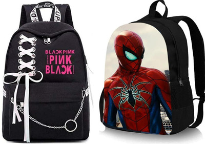 Shishtha B_RIBBEN-BLCKPINK-1PC & SPIDER-04_@@_1PC_xy Laptop Bag(Black, Black)