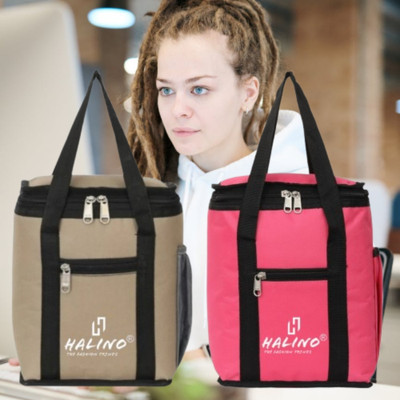 HALINO Combo Insulated Lunch Bag - Compact, Easy Wash, Smooth Zipper & Lightweight Waterproof Lunch Bag(Pink, Beige, 2 L)
