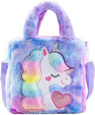 toyprofessor Unicorn Fur Sling Bag Sling Bag(Purple, 3 L)