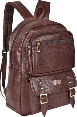 Pramadda Pure Luxury Stylish Croco vegan leather 15.6 laptop backpack for College,Office & Men Travel 25.5 L Laptop Backpack(Brown)