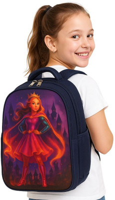 MOSU Princess Brave Wonder Girls Bag Waterproof School Bag(Blue, 26 L)