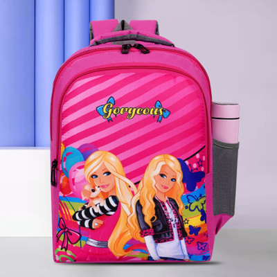 ELONONE BARBIE Backpack 16×13 inch Pre-School For 1st std-4th std Lightweight School Bag School Bag(Pink, 30 L)